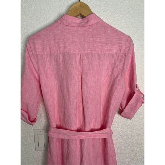 J. McLaughlin Melinda Linen Shirtdress in Begonia Pink Size XS - Picture 8 of 12